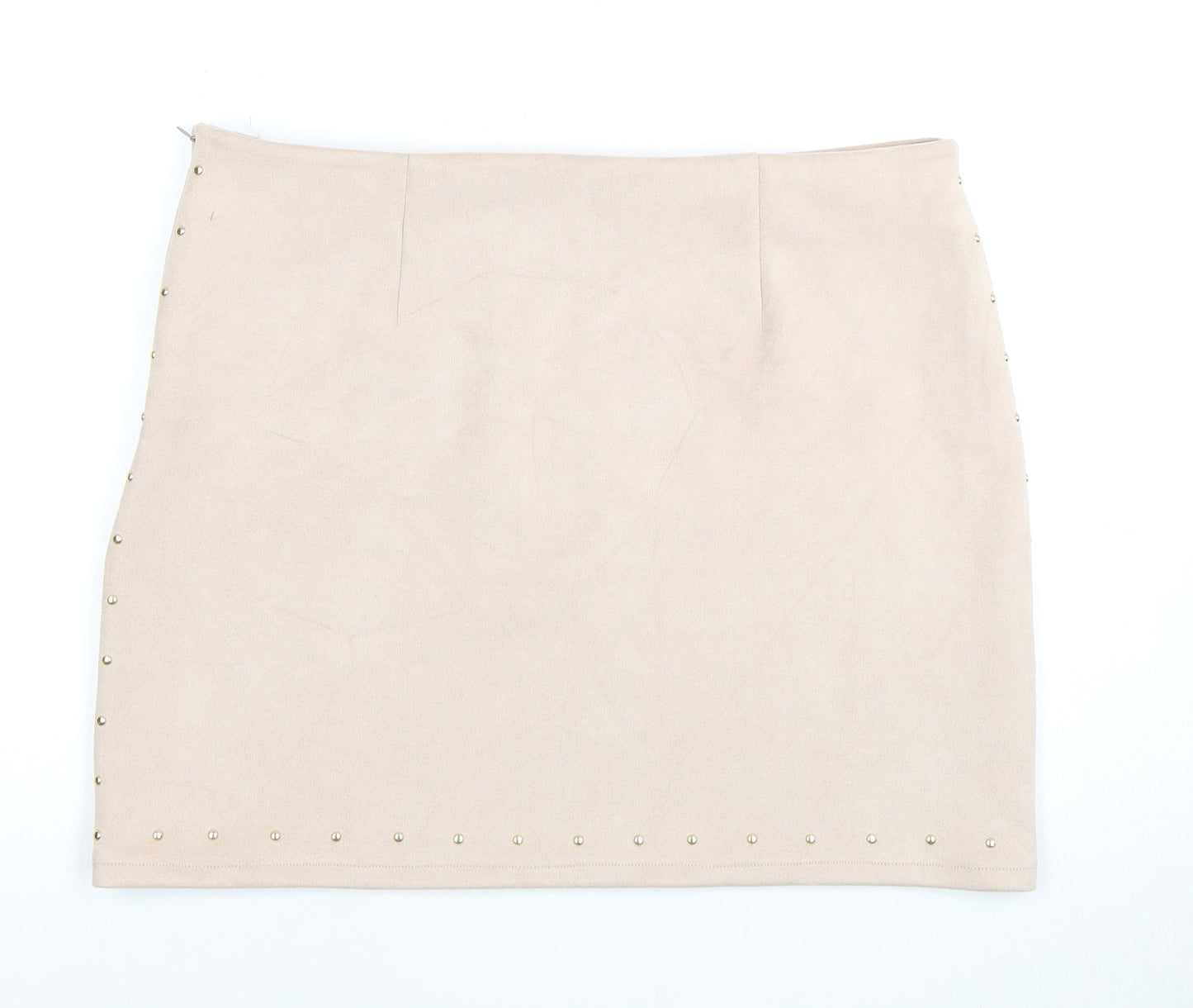 Next Women's Beige Mini Pencil Skirt, Size 16, Studded