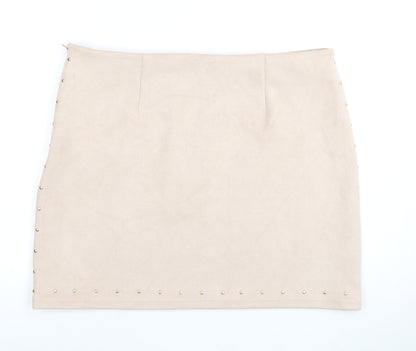 Next Women's Beige Mini Pencil Skirt, Size 16, Studded