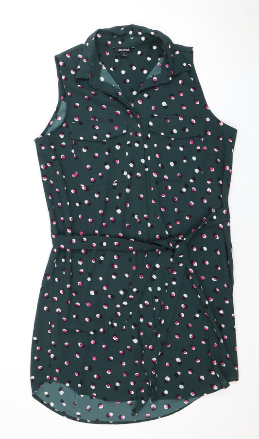 Monki Women's Green Polka Dot Dress - Size S