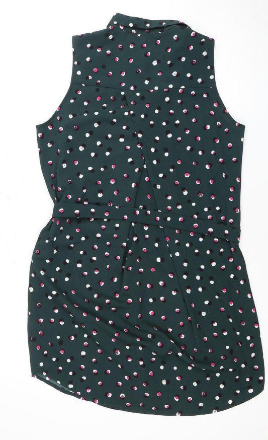 Monki Women's Green Polka Dot Dress - Size S