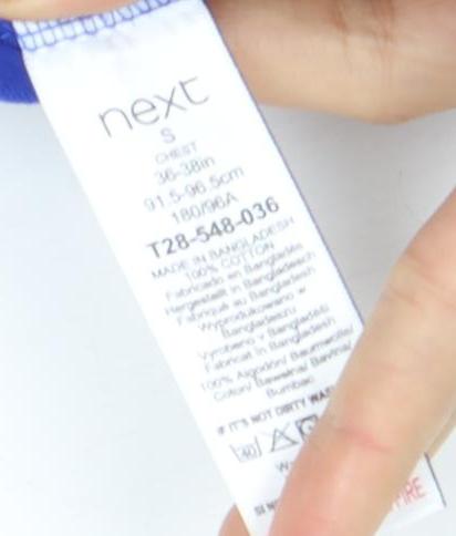 Next Men's Blue S Crew Neck T-Shirt, Regular Fit, Classic Style