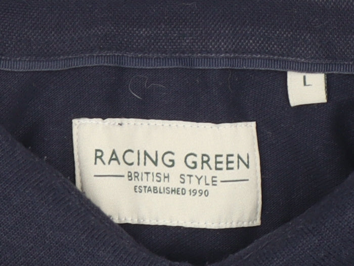 Racing Green Men's Blue Polo Shirt Size L