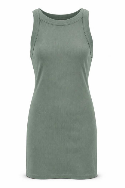 Front view of ASOS Women Green Tank Dress, size 10, Casual Sleeveless