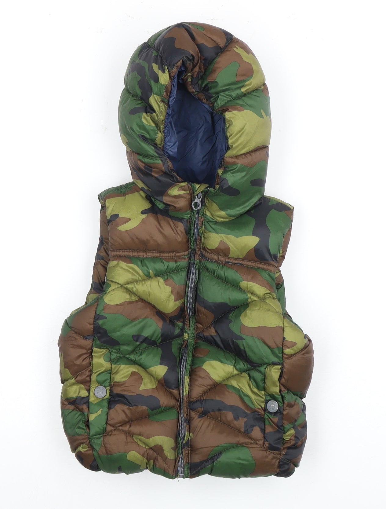 Zara Boys Green Puffer Jacket 2-3 Years Camouflage Hooded