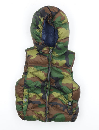 Zara Boys Green Puffer Jacket 2-3 Years Camouflage Hooded