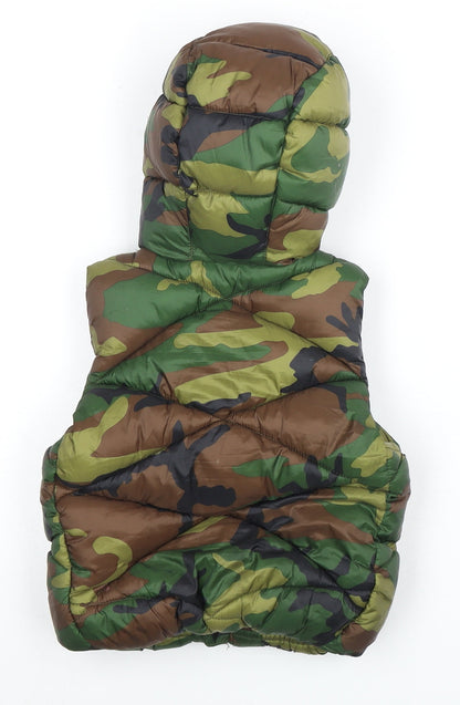 Zara Boys Green Puffer Jacket 2-3 Years Camouflage Hooded