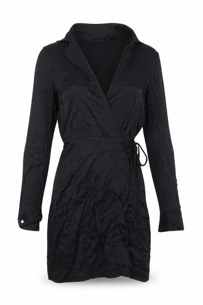 MNG Women's Black XS Wrap Dress Long Sleeve