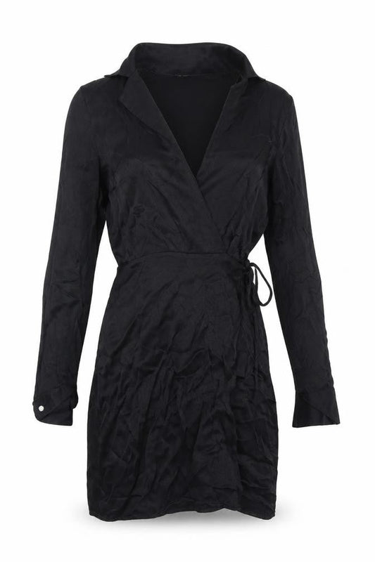 MNG Women's Black XS Wrap Dress Long Sleeve