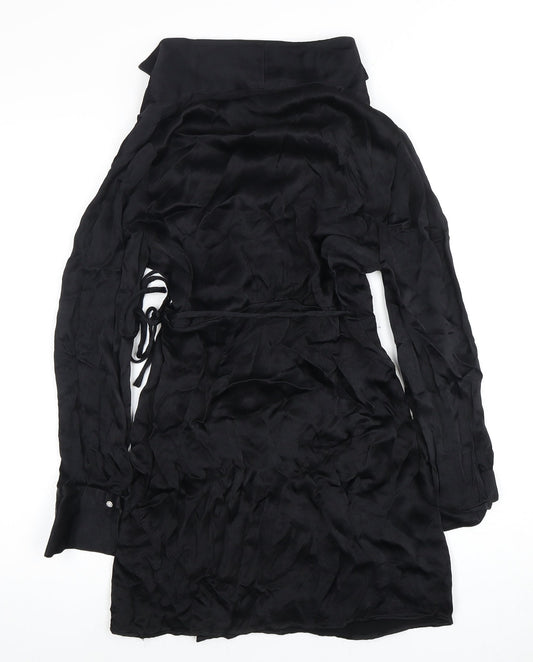MNG Women's Black XS Wrap Dress Long Sleeve