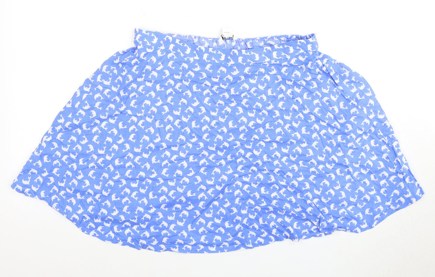 Monki Women's Blue Animal Print Skirt M Regular Viscose