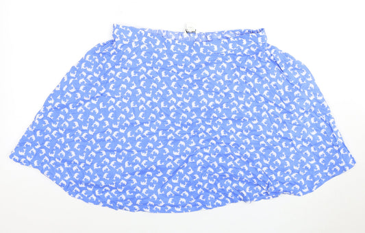 Monki Women's Blue Animal Print Skirt M Regular Viscose