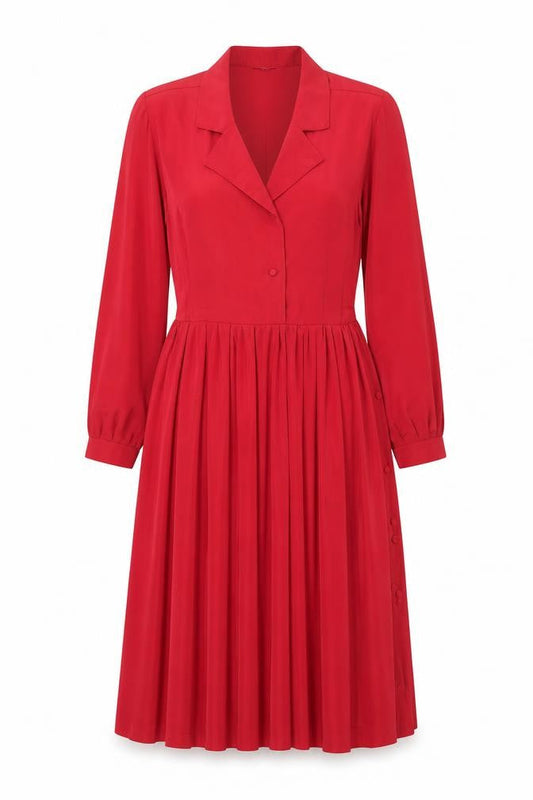 Front view of Inger Rose London Red Collared Dress, size 12