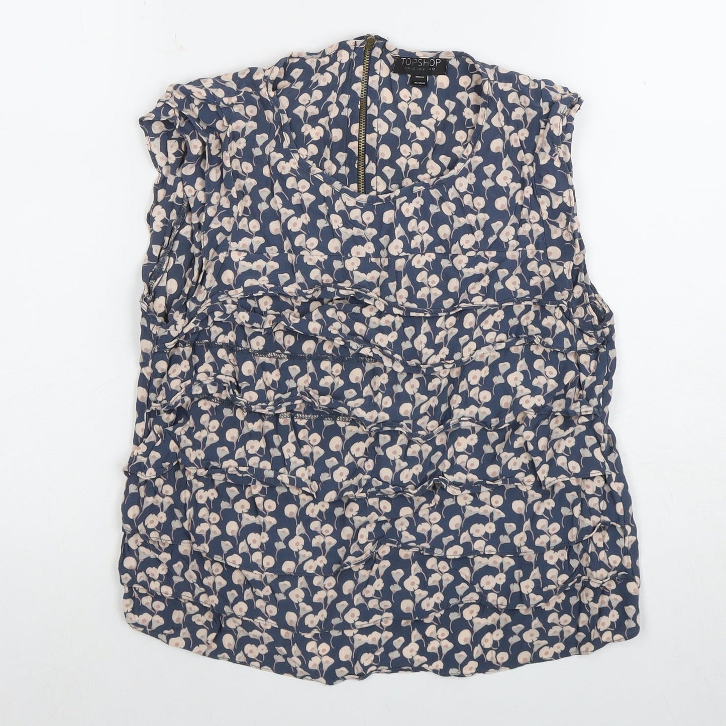 Womens UK Size 12 Topshop Blue Basic Blouse