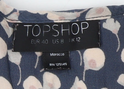 Womens UK Size 12 Topshop Blue Basic Blouse