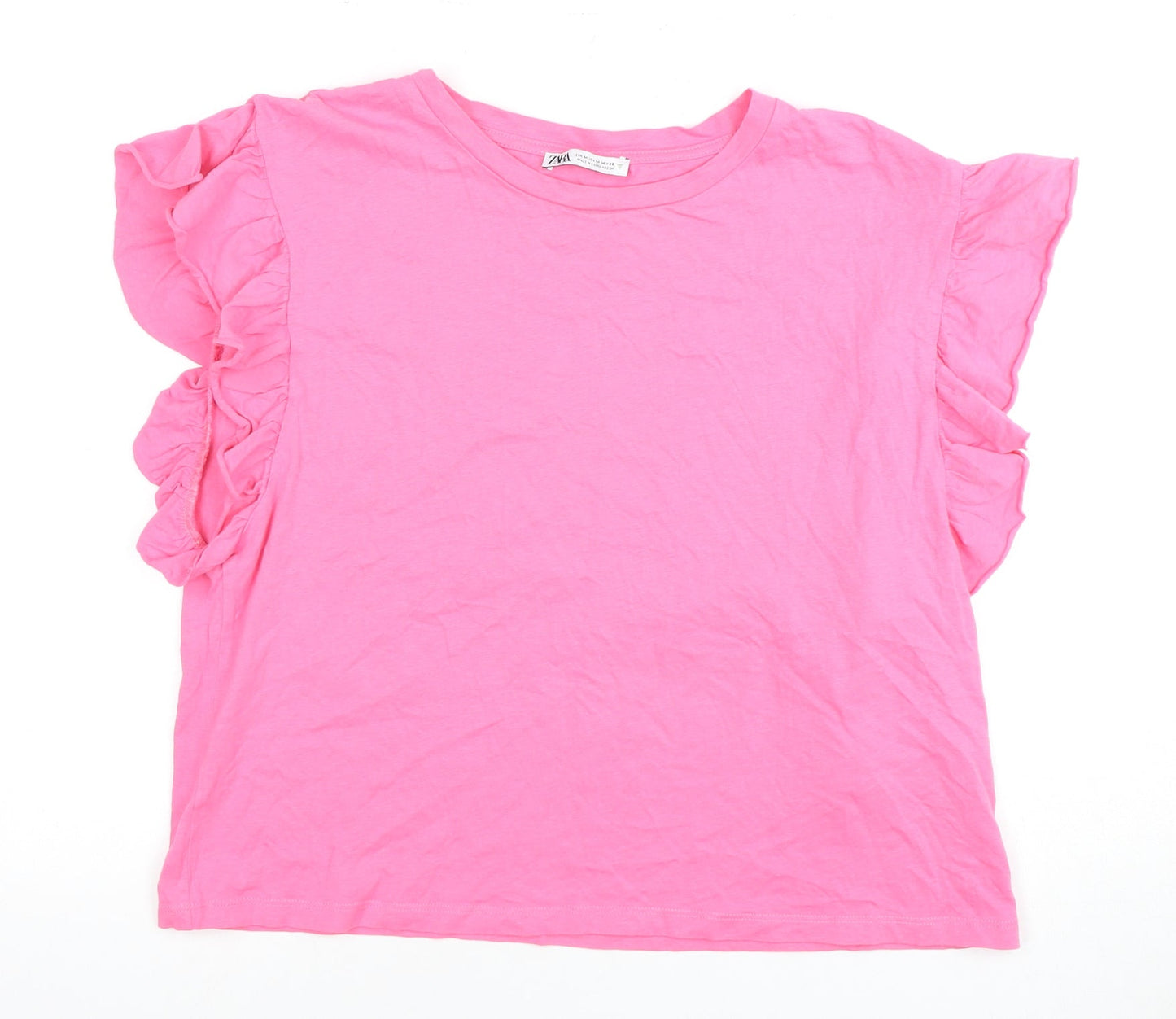 Womens UK Size M Zara Pink Basic T-Shirt