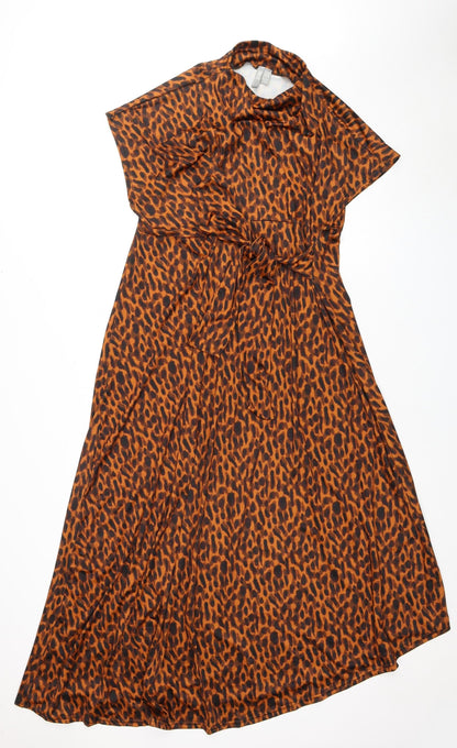 ASOS Women's Orange Animal Print Dress Size 8
