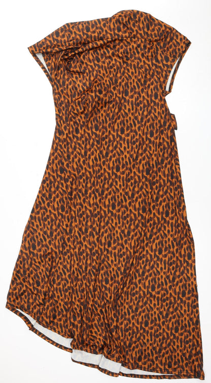 ASOS Women's Orange Animal Print Dress Size 8