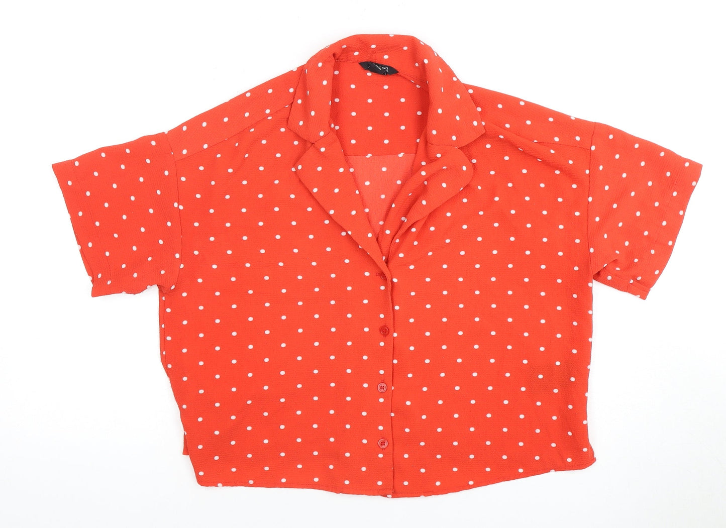 Womens UK Size XS Monki Red Basic Button-Up