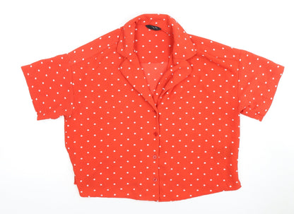 Womens UK Size XS Monki Red Basic Button-Up