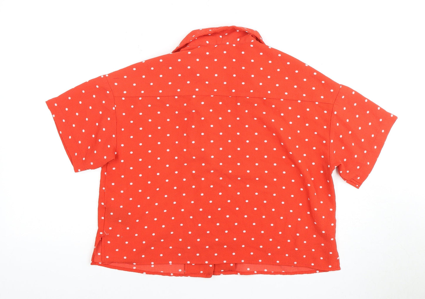 Womens UK Size XS Monki Red Basic Button-Up