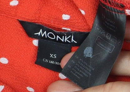 Womens UK Size XS Monki Red Basic Button-Up