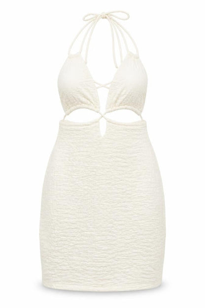 Pull&Bear Women's Ivory Dress Size 8, Halter, Sleeveless