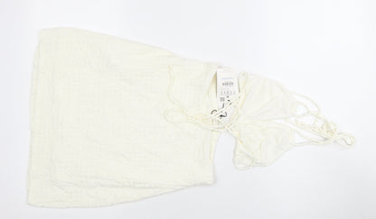 Pull&Bear Women's Ivory Dress Size 8, Halter, Sleeveless