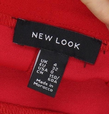 New Look Women's Red Wide-Leg Trousers Size 4