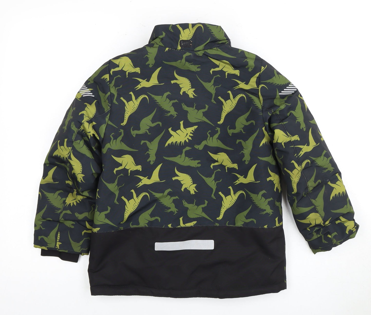 H&M Boys Green Dinosaur Parka, Winter Jacket, 7-8 Years