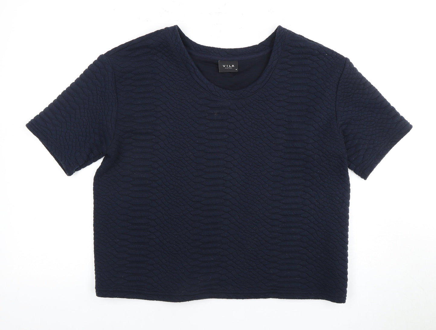 Womens UK Size M VILA Blue Cropped T-Shirt