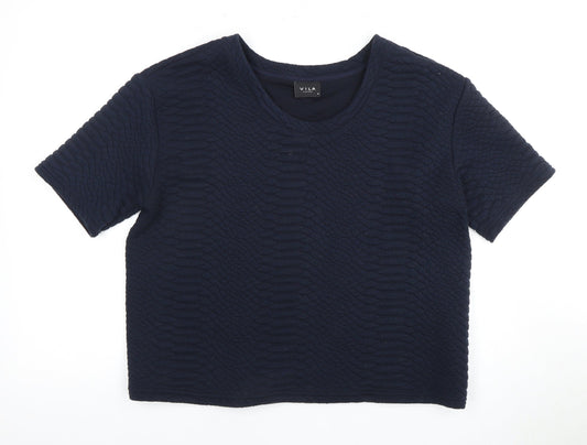 Womens UK Size M VILA Blue Cropped T-Shirt