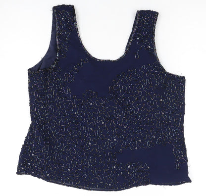 Spicy Women's Blue Beaded Tank Top, Size 18