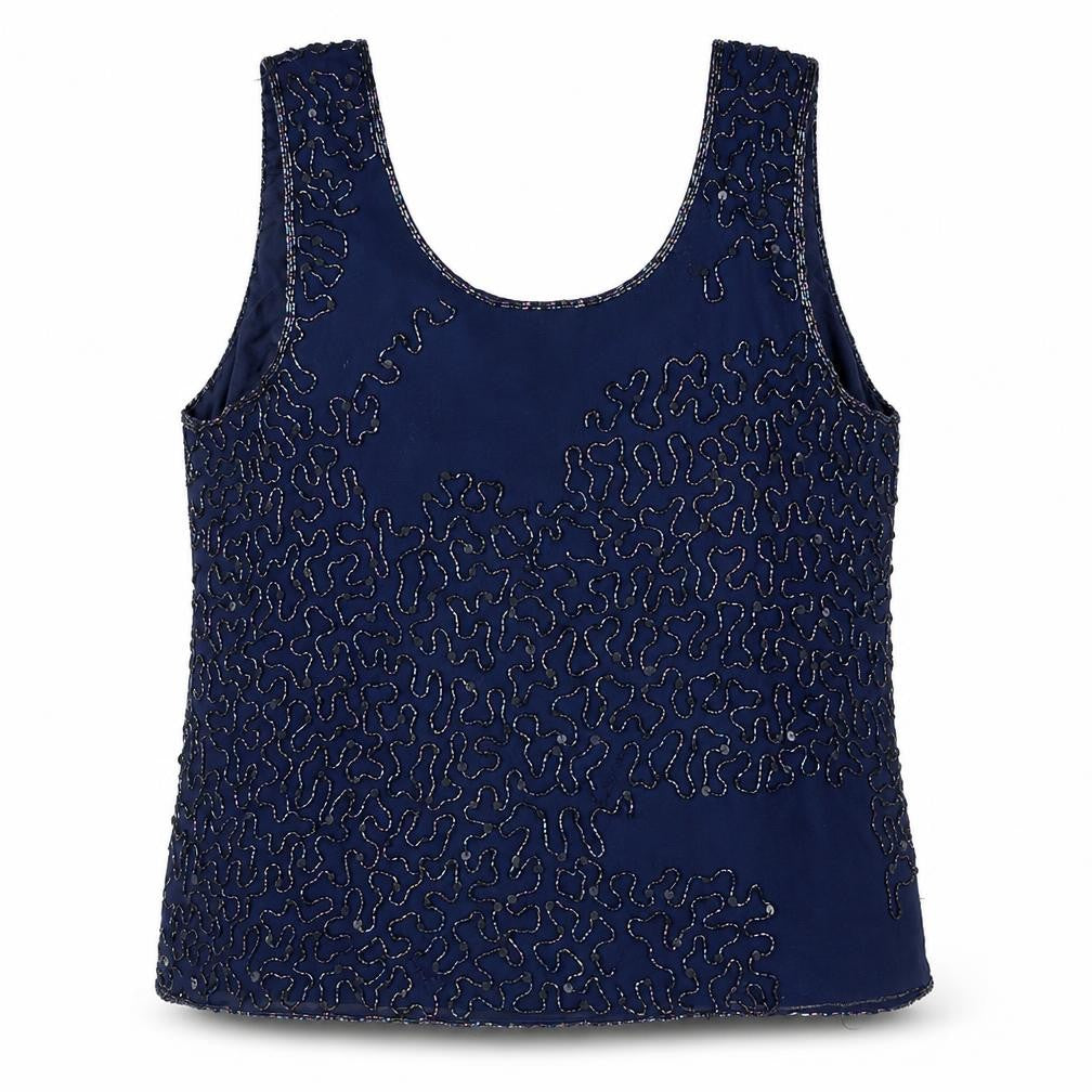 Spicy Women's Blue Beaded Tank Top, Size 18