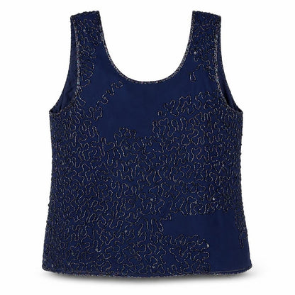 Spicy Women's Blue Beaded Tank Top, Size 18