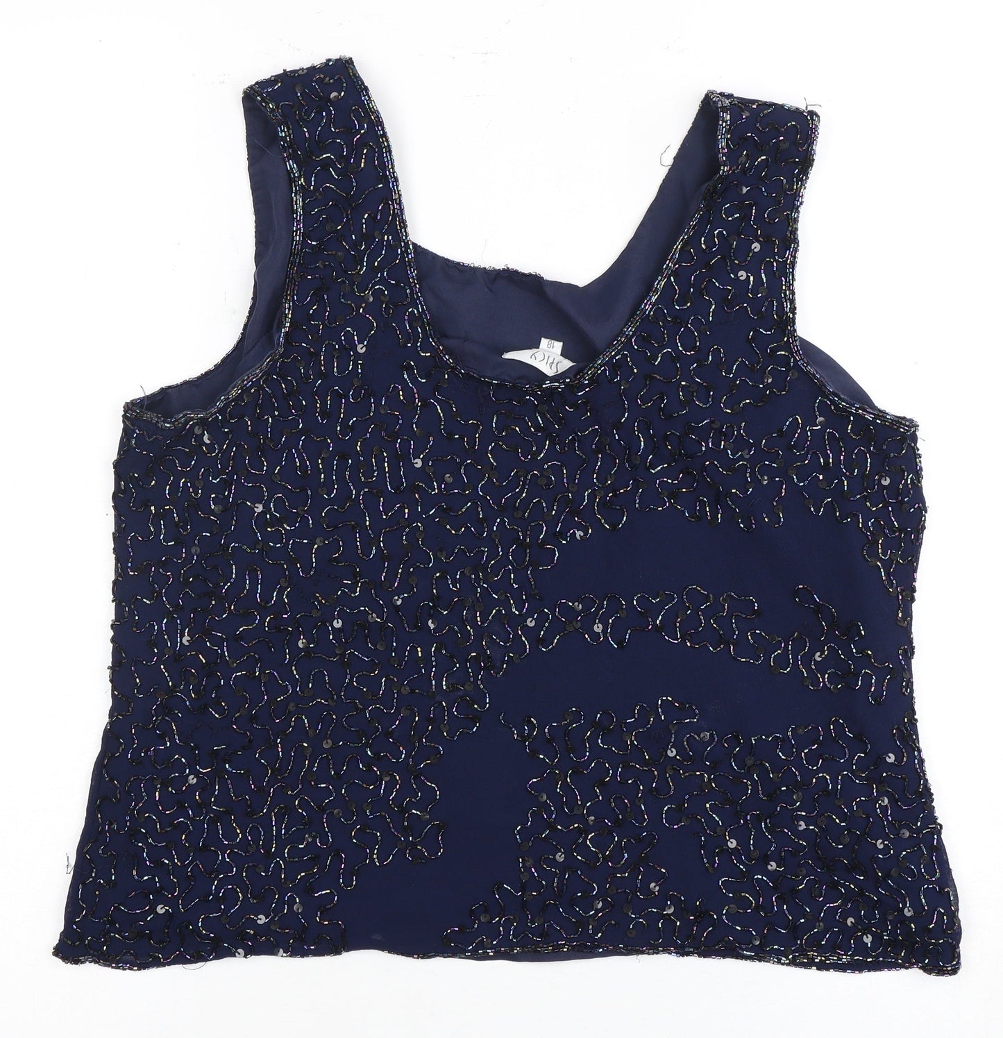 Spicy Women's Blue Beaded Tank Top, Size 18
