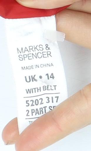 Marks and Spencer Women's Red Belted Dress Size 14