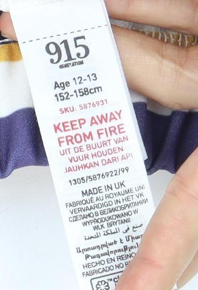 New Look Teens Striped Cropped Trousers, Multicoloured, Size L