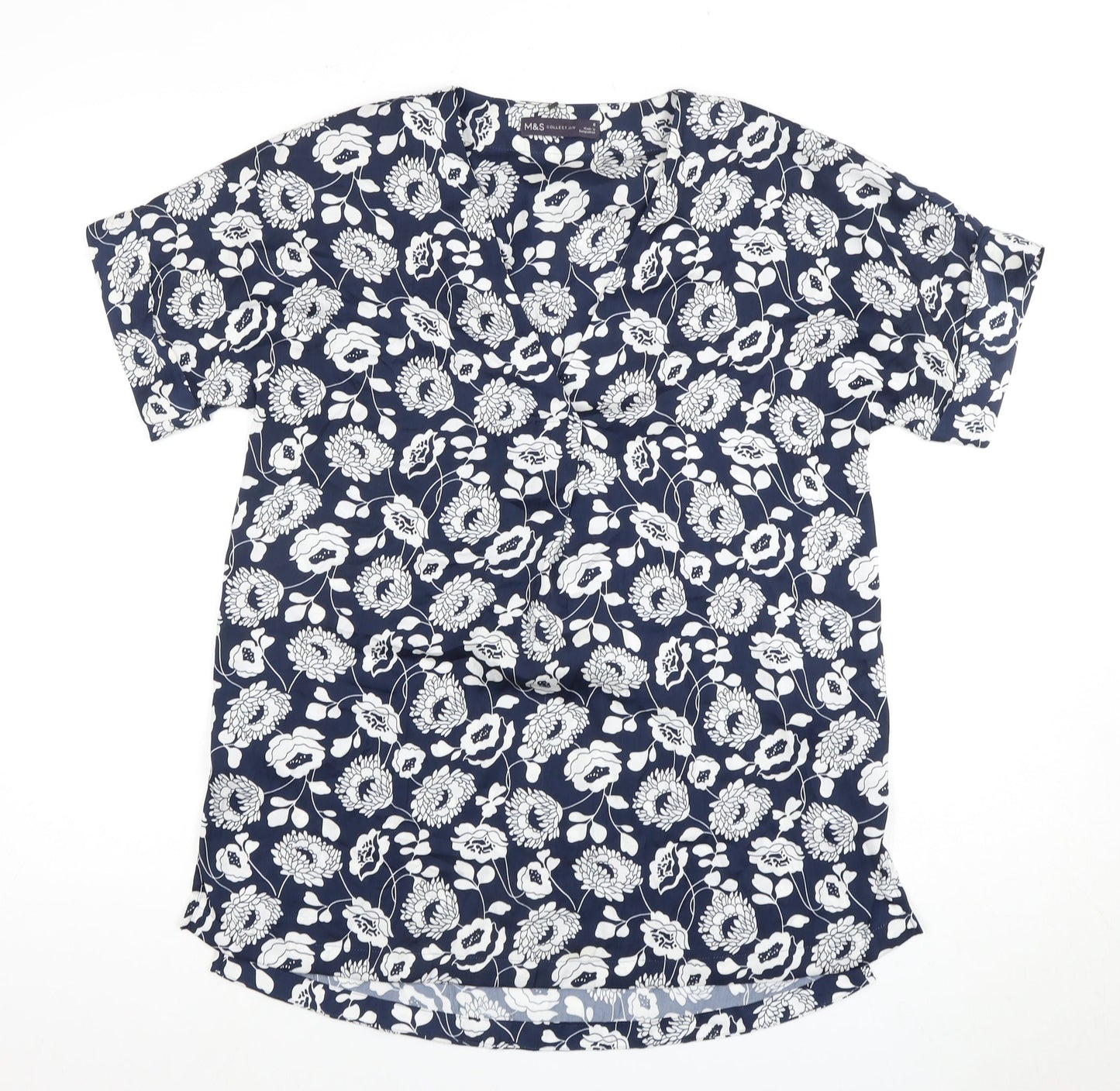 Womens UK Size 10 Marks and Spencer Blue Basic Blouse