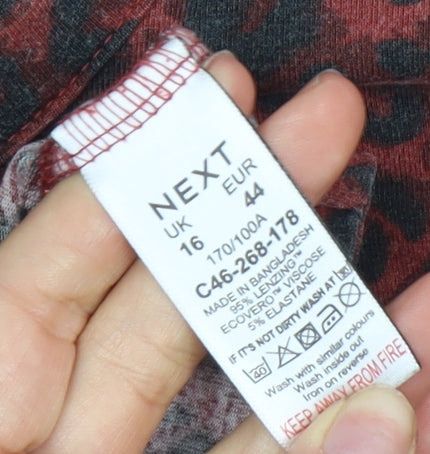 Next Women's Red Animal Print Dress Size 16