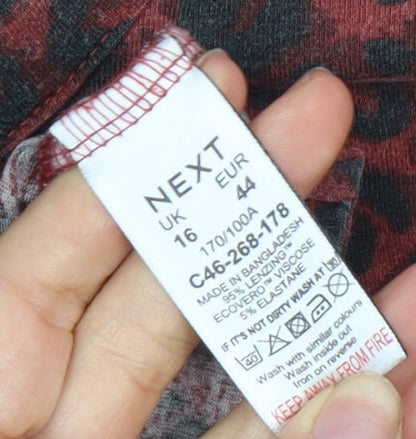 Next Women's Red Animal Print Dress Size 16