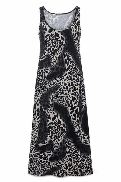 Select Women's Multicoloured Sleeveless Animal Print Dress