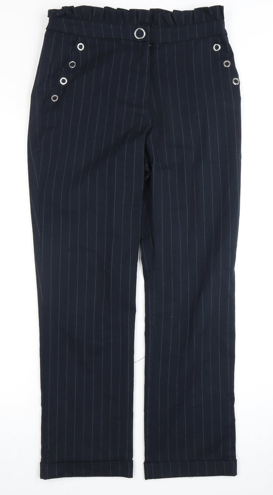 Mango Women's Black Striped Trousers Size 8