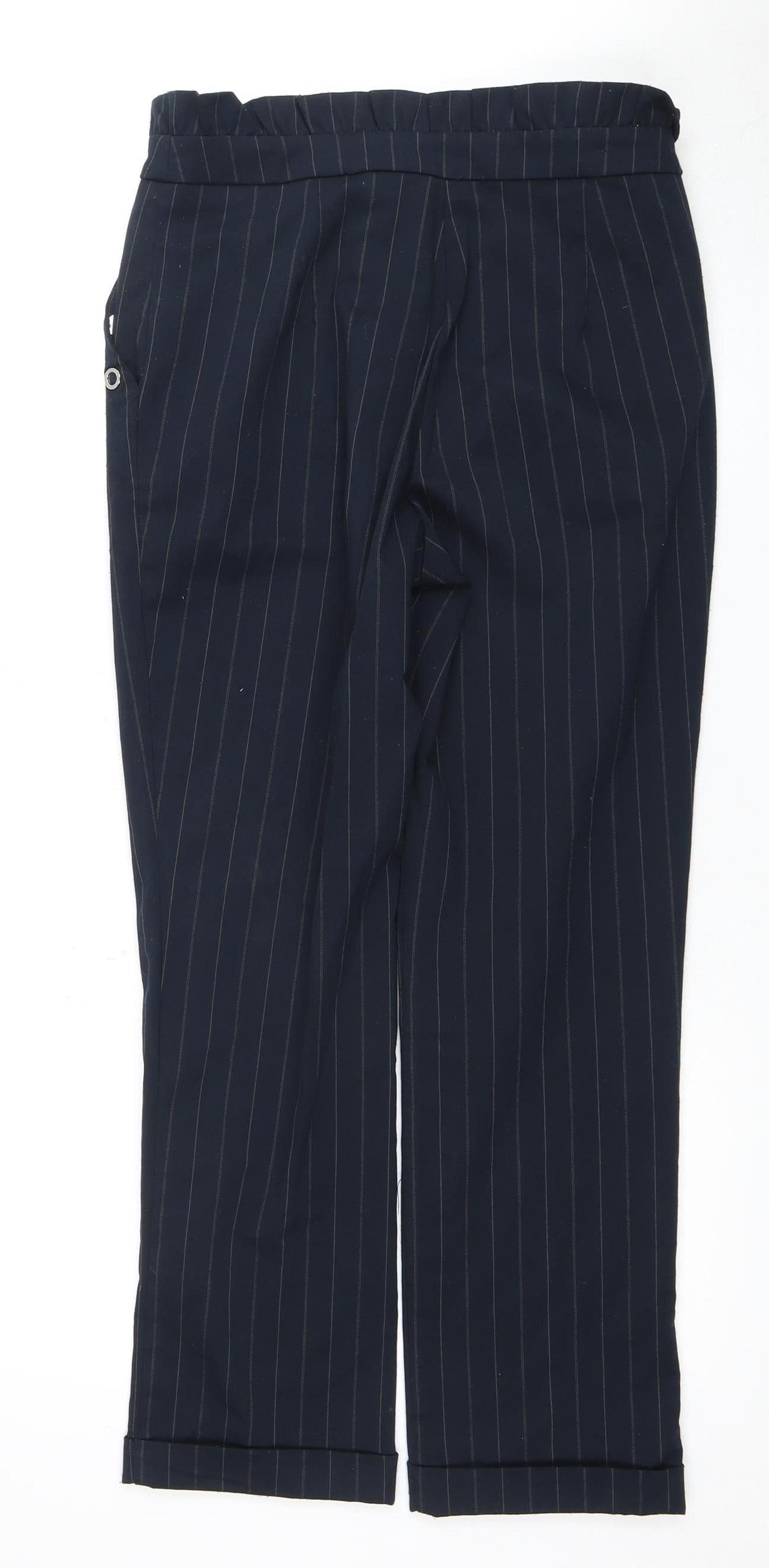 Mango Women's Black Striped Trousers Size 8