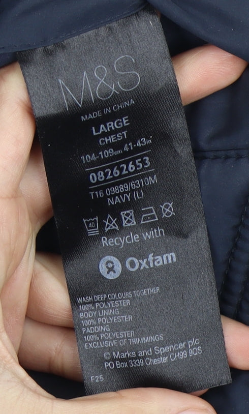 Mens UK Size L Marks and Spencer Blue Puffer Jacket