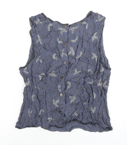 Womens UK Size 14 Kaliko Blue Basic Blouse