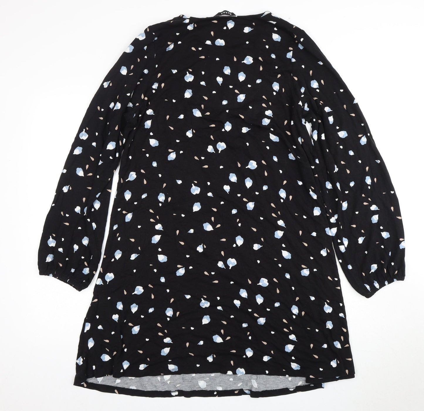 Evans Women's Black Floral Dress Size 18 V-Neck