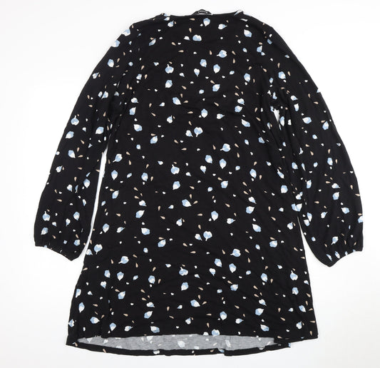 Evans Women's Black Floral Dress Size 18 V-Neck