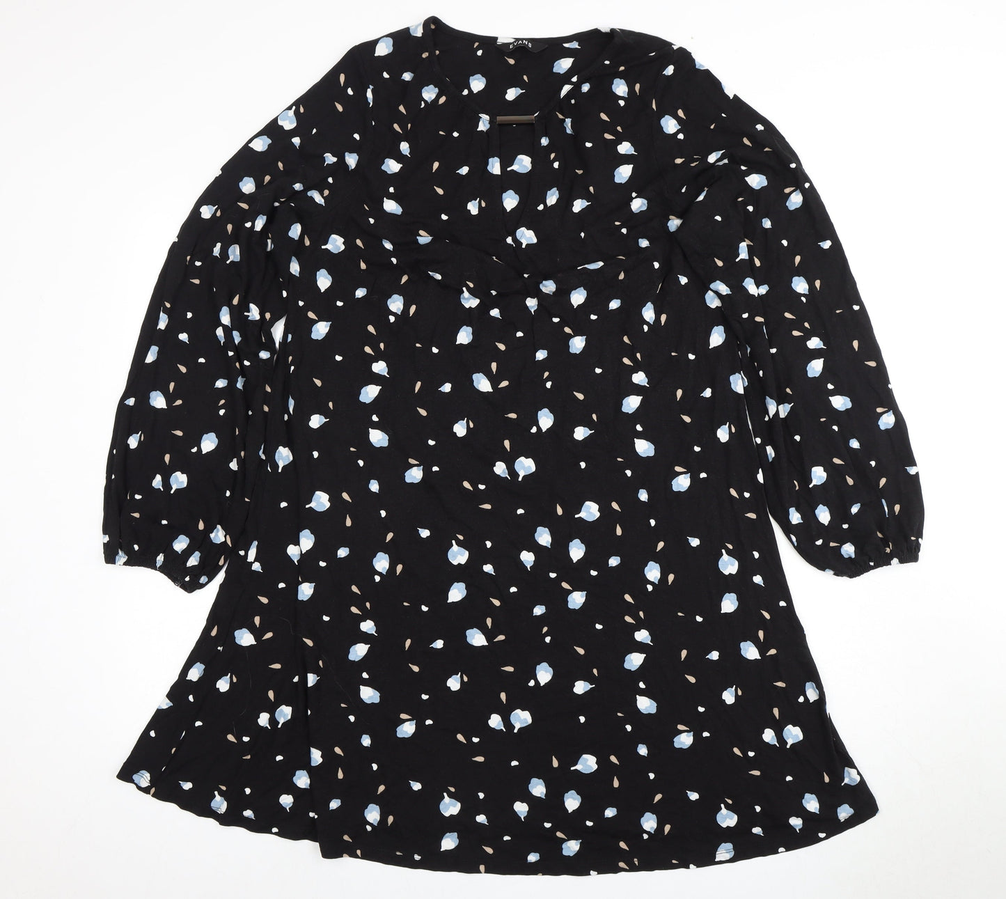 Evans Women's Black Floral Dress Size 18 V-Neck