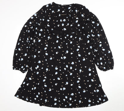 Evans Women's Black Floral Dress Size 18 V-Neck