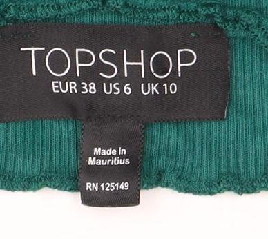 Womens UK Size 10 Topshop Green Camisole Tank